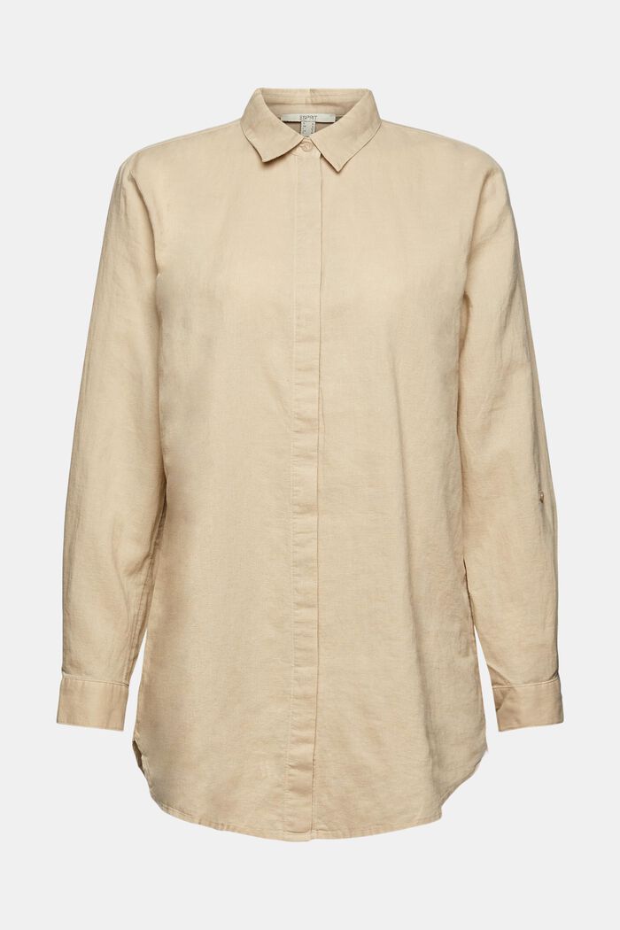 Oversizowa bluzka z mieszanki lnianej, SAND, detail image number 2