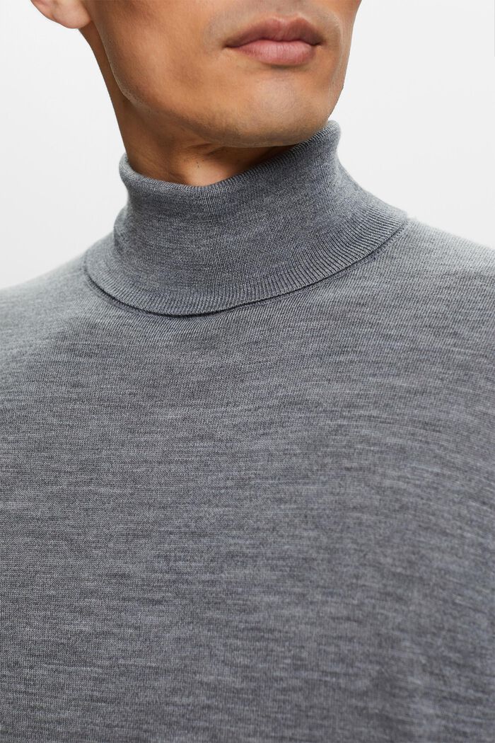 Sweter z półgolfem z wełny merynosowej, GREY, detail image number 2