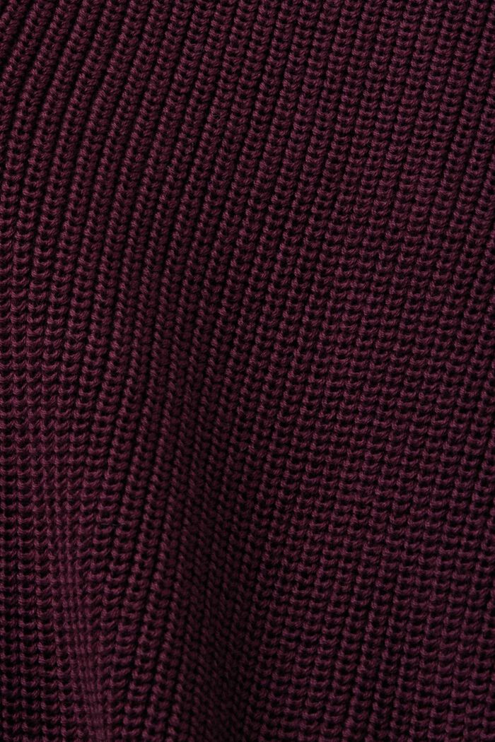 Dzianinowy sweter z golfem, 100% bawełny, AUBERGINE, detail image number 6
