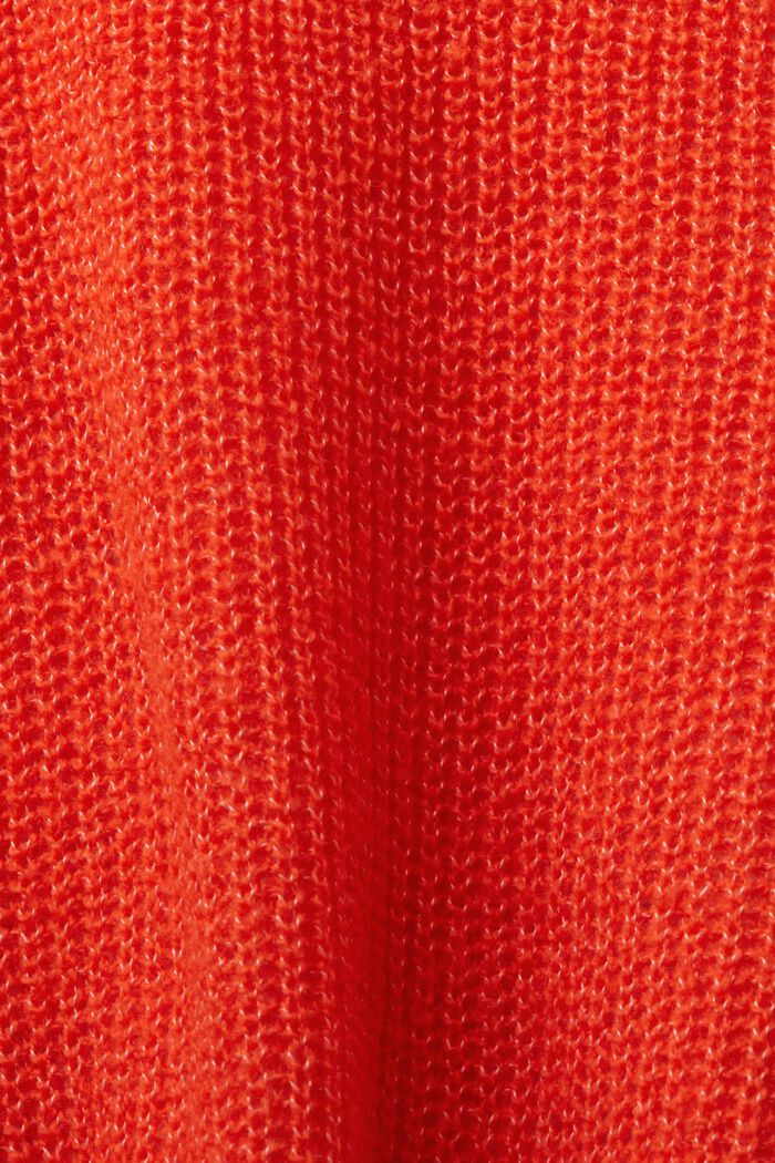 Sweter z dekoltem w serek, mieszanka z wełną, BRIGHT ORANGE, detail image number 5