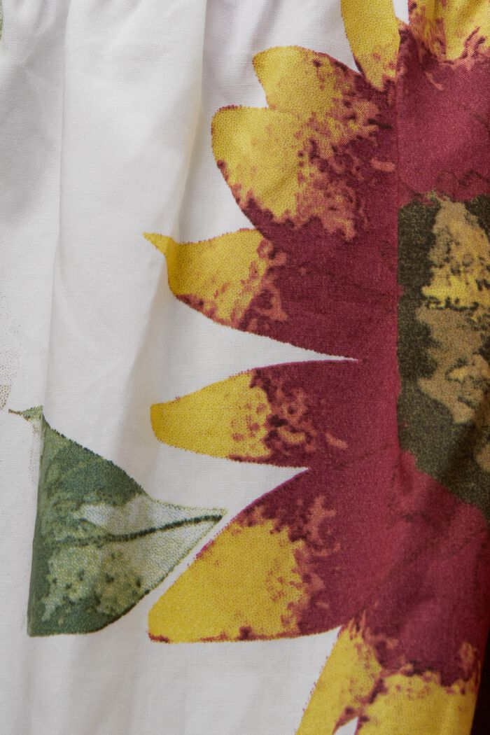 Wzorzysta sukienka mini z popeliny z odsłoniętymi ramionami, WHITE, detail image number 4