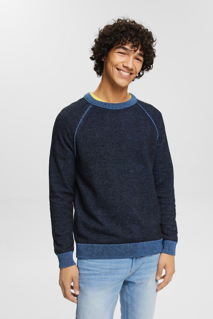 Melanżowy sweter z dzianiny, NAVY, detail image number 0