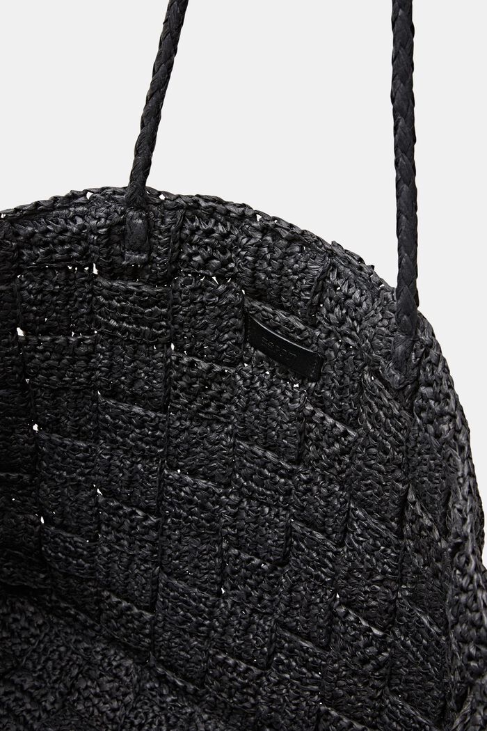 Słomkowa torba tote, BLACK, detail image number 3