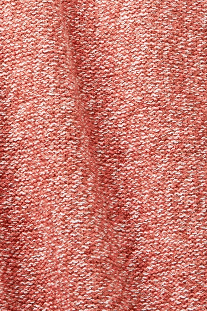 Długi niezapinany kardigan, 100% bawełna, CORAL RED, detail image number 4