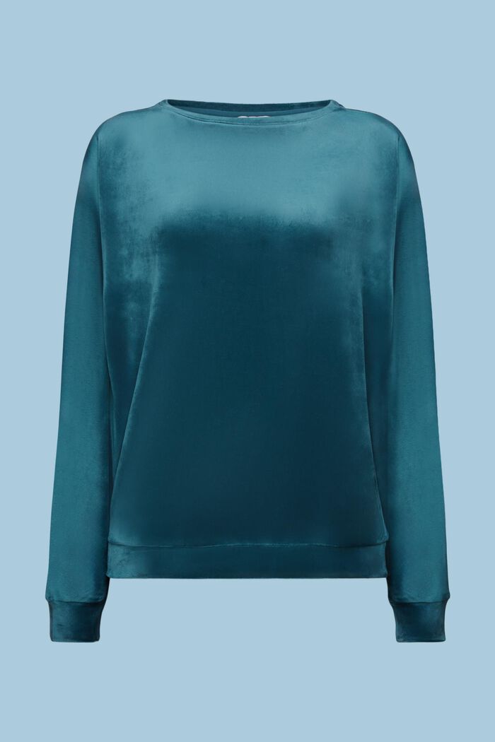 Aksamitna bluza typu loungewear, PETROL BLUE, detail image number 5