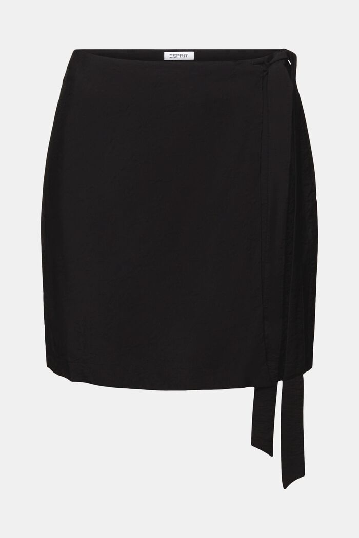 Kopertowa spódniczka mini z marszczonego materiału, BLACK, detail image number 5