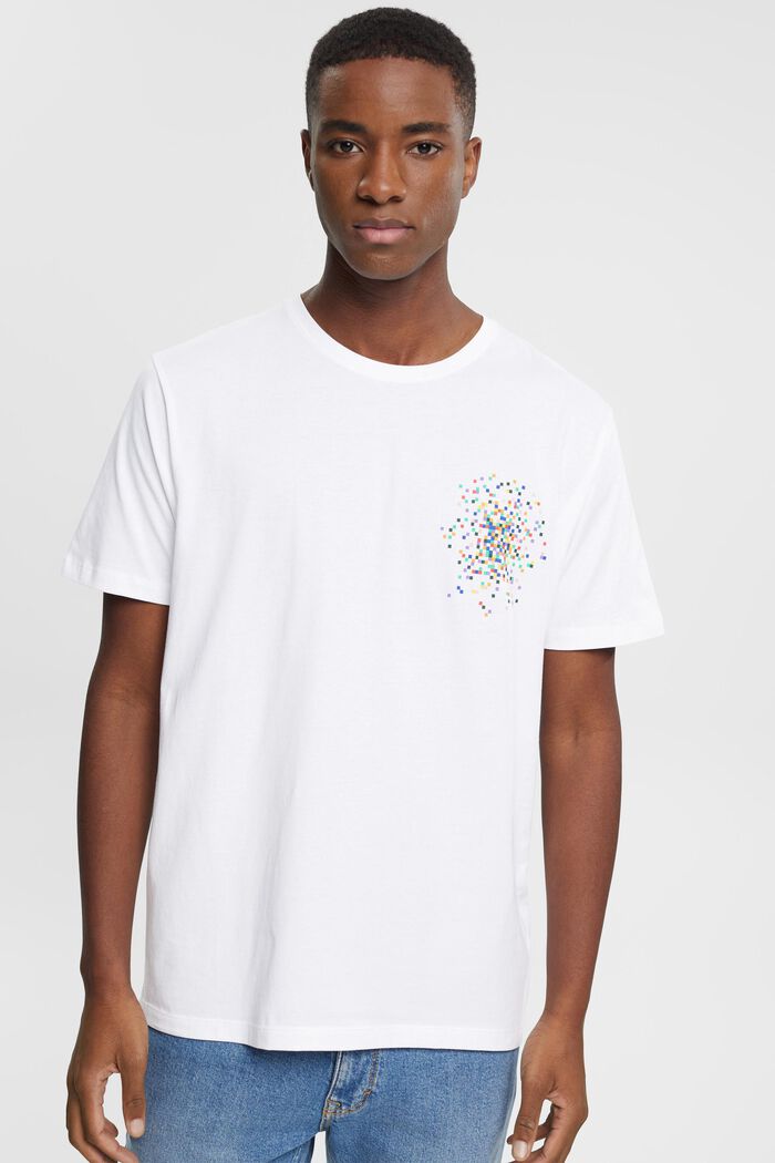 T-shirt z nadrukiem na piersi, WHITE, overview