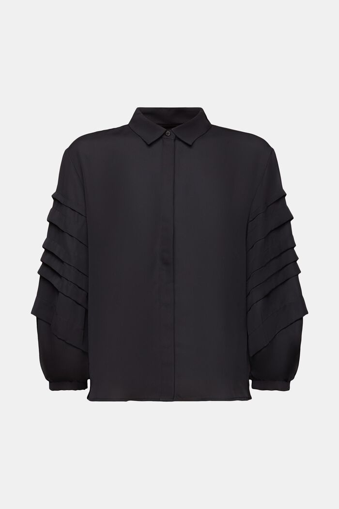 Plisowana bluzka koszulowa, BLACK, detail image number 6