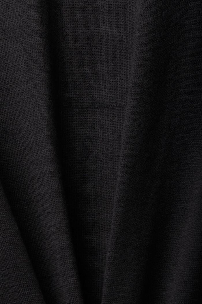 Dzianinowy kardigan z czystej bawełny z kapturem, BLACK, detail image number 4