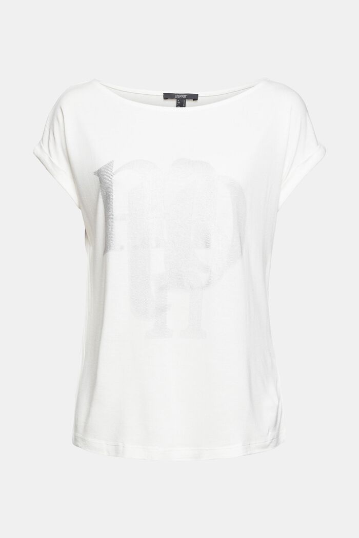Koszulka z metalicznym nadrukiem, LENZING™ ECOVERO™, OFF WHITE, detail image number 2