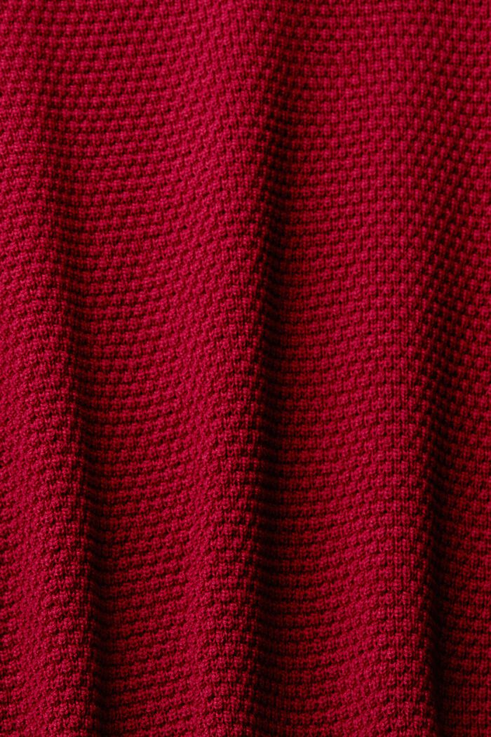 Fakturowany sweter z półgolfem, mieszanka bawełniana, CHERRY RED, detail image number 1