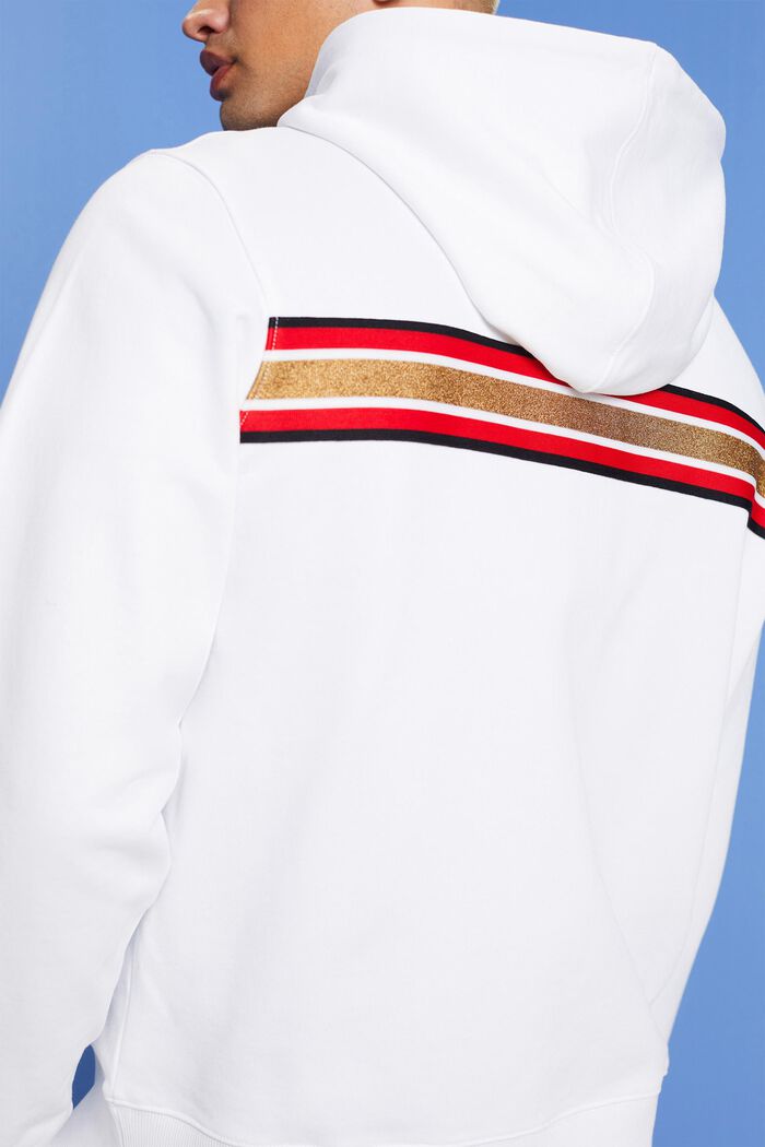 Bawełniana bluza z kapturem w paski, WHITE, detail image number 4