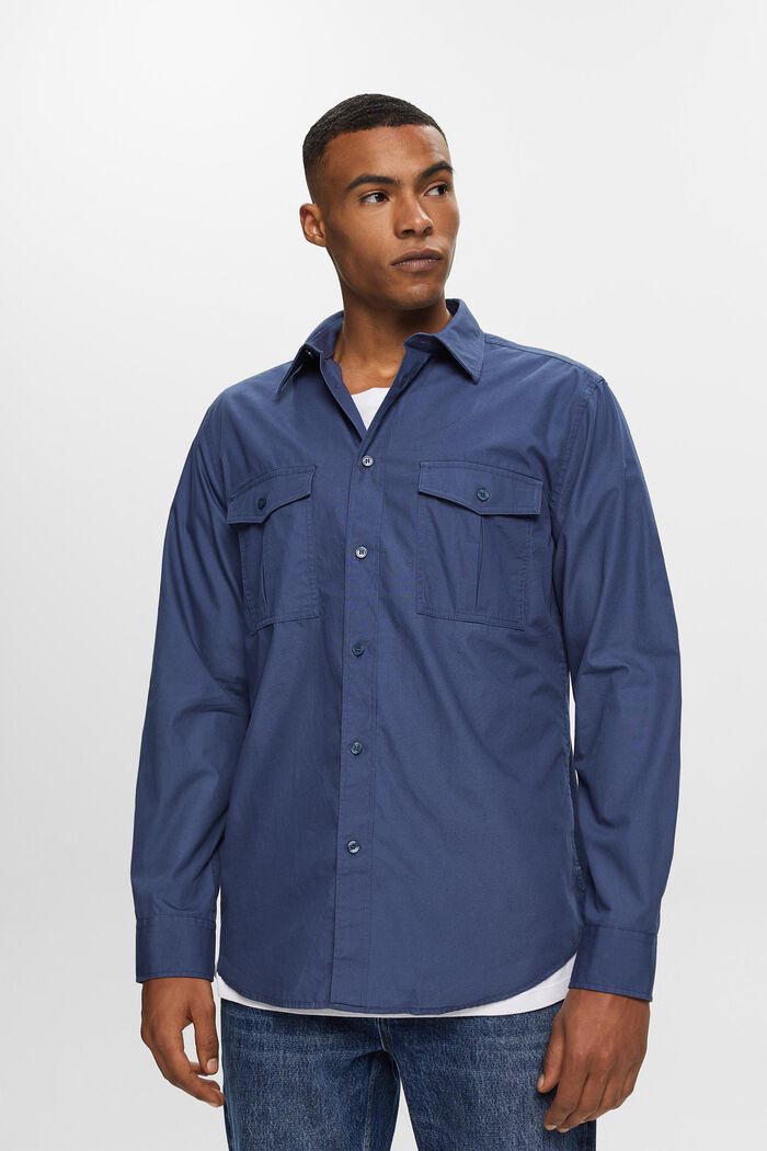 Koszula w stylu utility z bawełny, GREY BLUE, detail image number 3