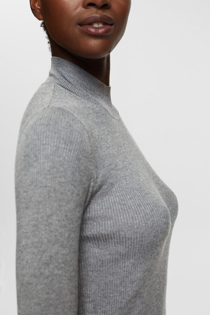 Prążkowany sweter, LENZING™ ECOVERO™, MEDIUM GREY, detail image number 0
