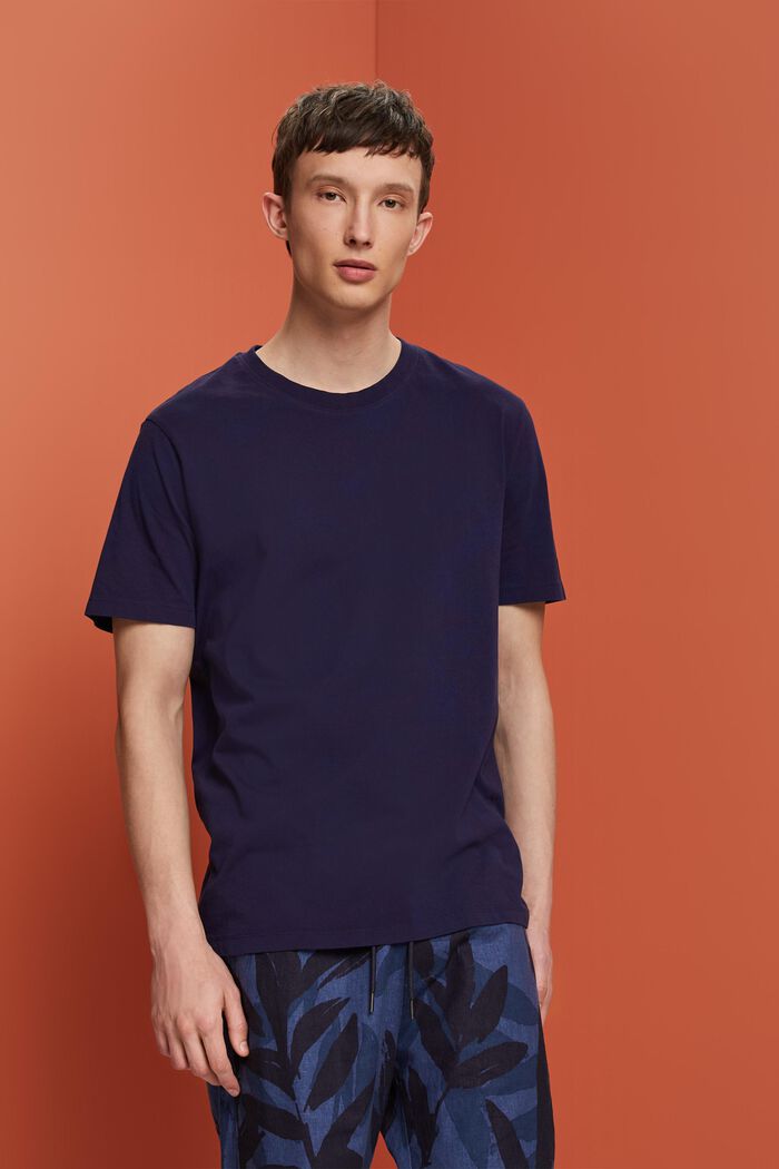 T-shirt z okrągłym dekoltem, 100% bawełny, DARK BLUE, detail image number 0