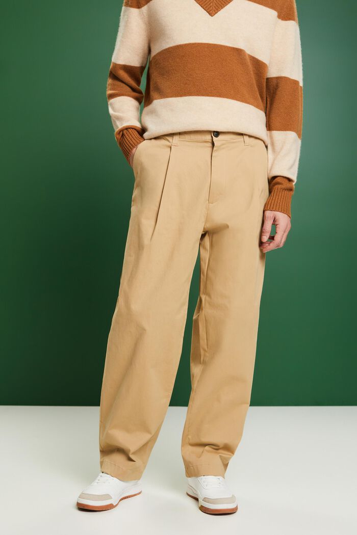 Spodnie chino z szerokimi nogawkami, BEIGE, detail image number 0