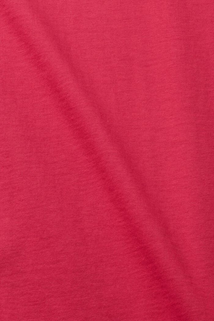Bawełniany T-shirt z dekoltem w serek, slim fit, DARK PINK, detail image number 4