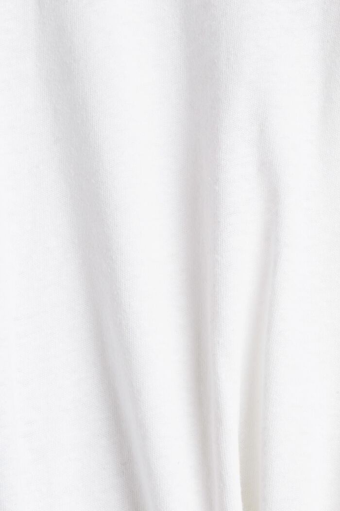 Top z długim rękawem z mieszanki lnianej z listwą guzikową, WHITE, detail image number 4