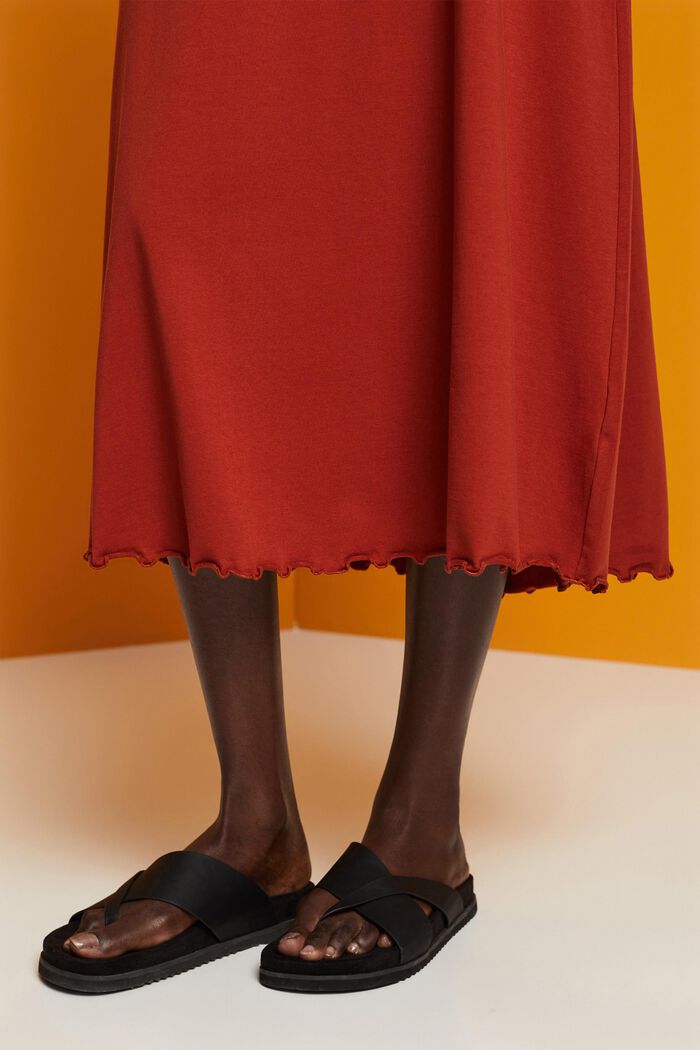 Spódnica midi z dżerseju, bawełna ekologiczna, TERRACOTTA, detail image number 2
