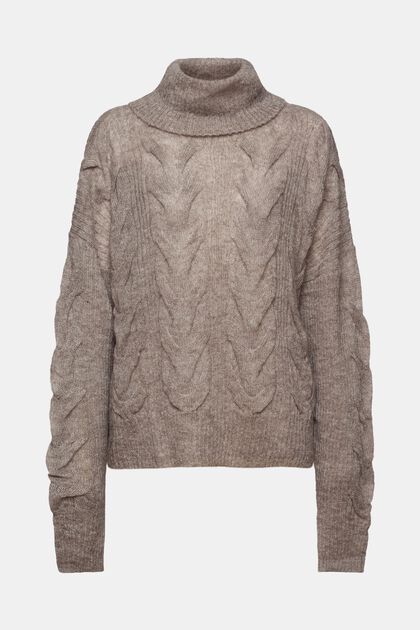 Sweter z półgolfem z wzorem w warkocze