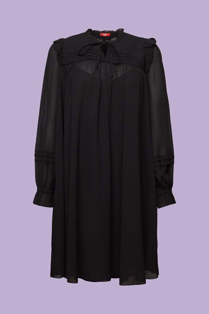 Sukienka mini z szyfonowej krepy, BLACK, detail image number 6