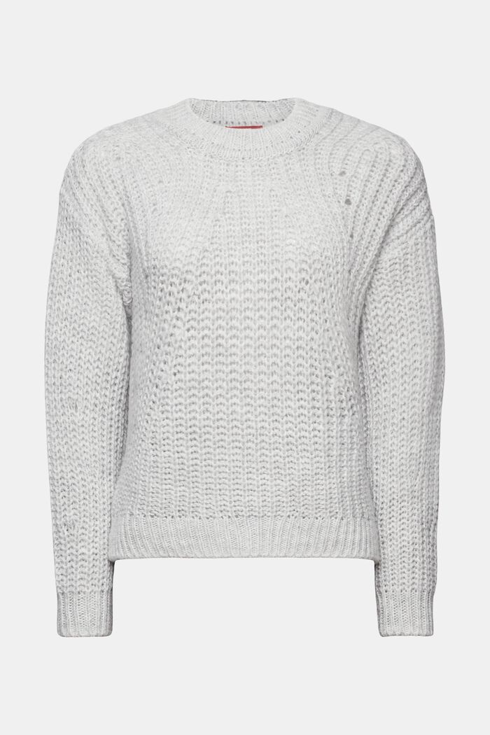 Sweter z prążkowanej dzianiny, LIGHT GREY, detail image number 6