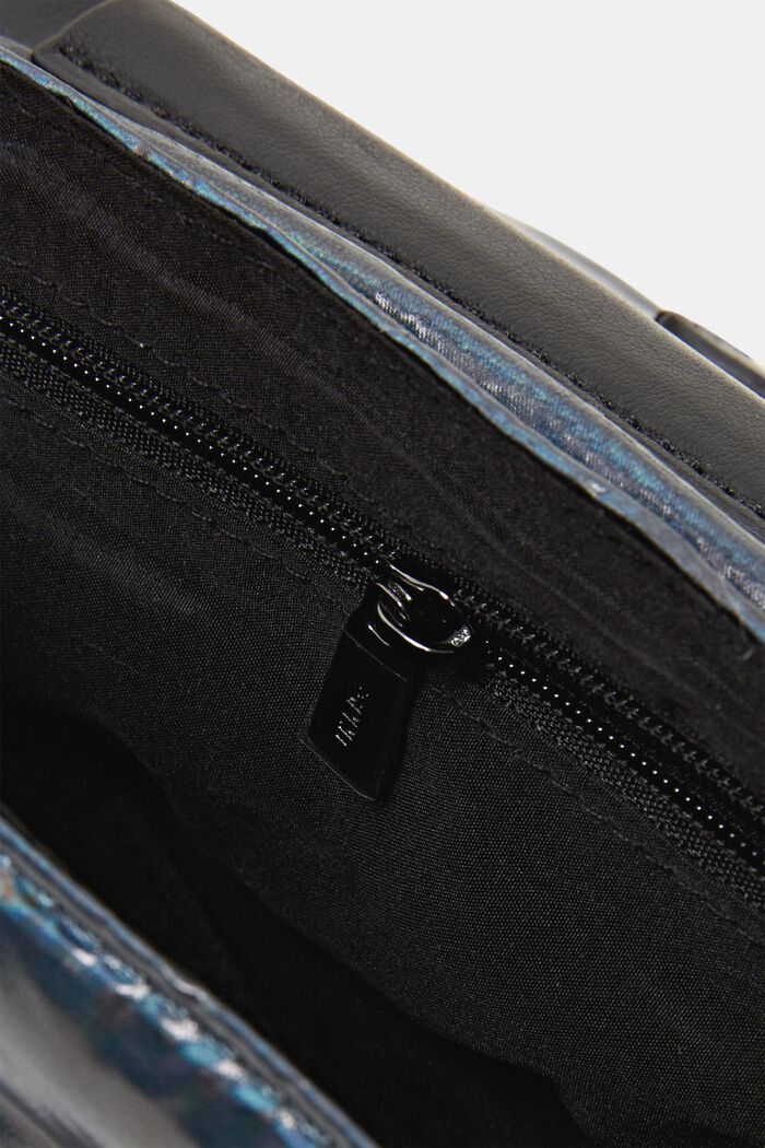 Mała holograficzna torebka na ramię, GUNMETAL, detail image number 3