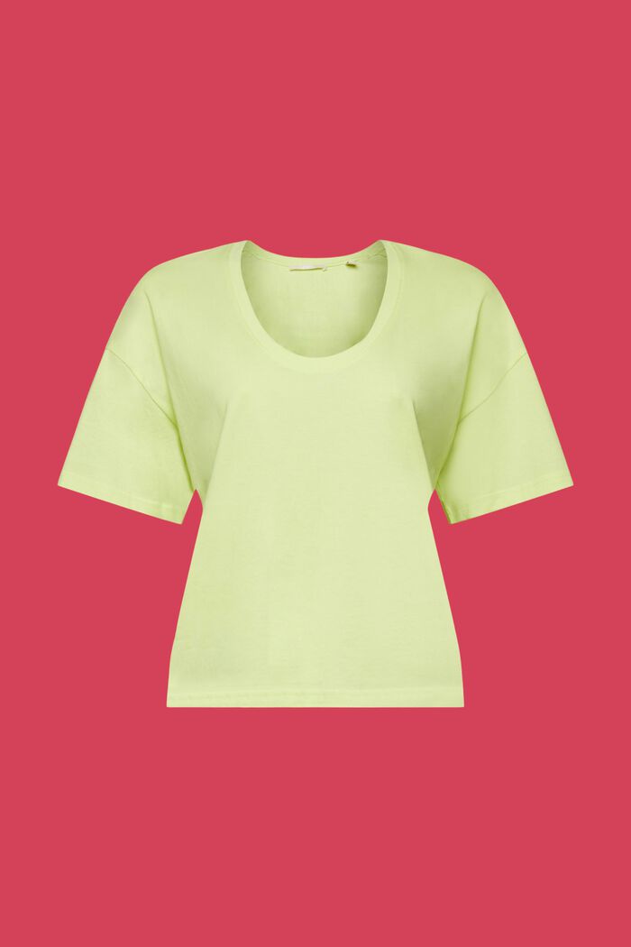 Krótki T-shirt oversize w paski, 100% bawełny, LIME YELLOW, detail image number 6