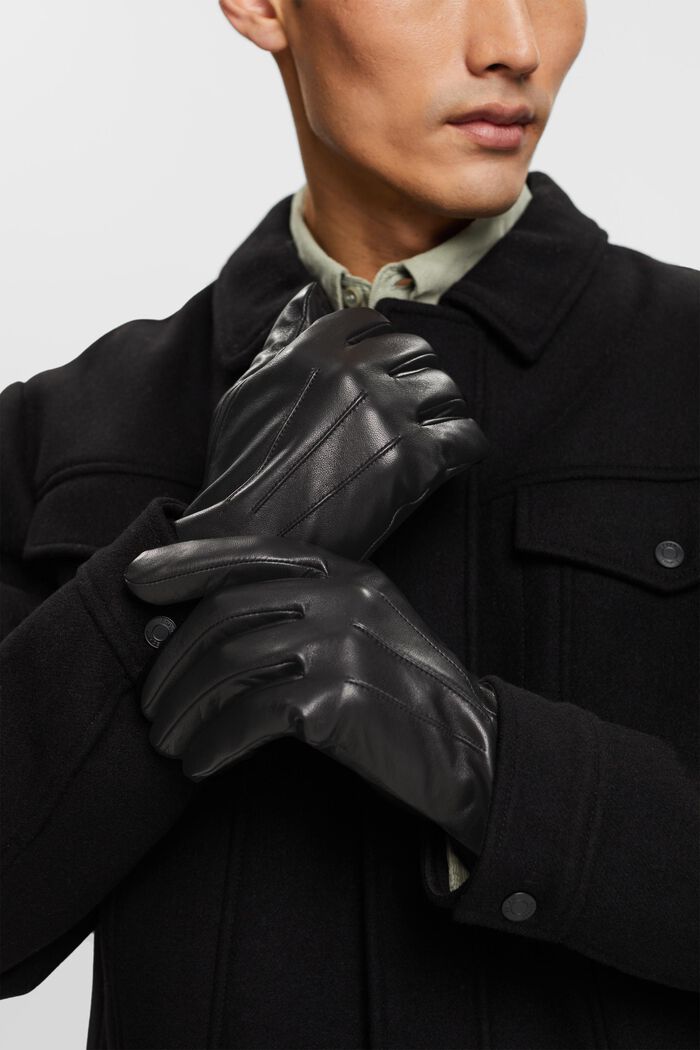Skórzane rękawiczki, BLACK, detail image number 2
