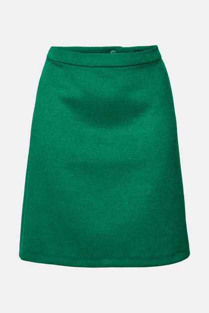 Spódnica mini z mieszanki wełnianej, EMERALD GREEN, overview