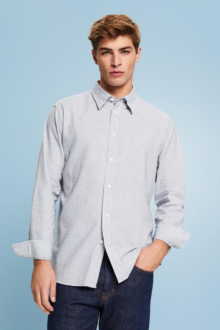Koszula bawełniana w drobną kratkę, fason regular fit, WHITE, detail image number 0