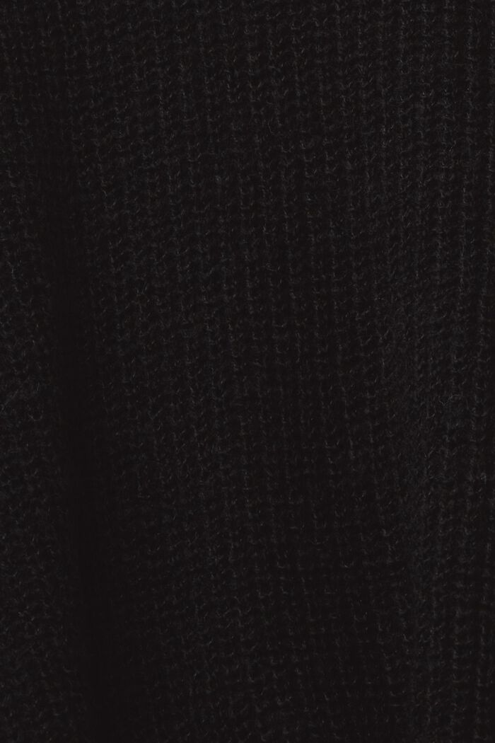 Sweter z dekoltem w serek, mieszanka z wełną, BLACK, detail image number 5