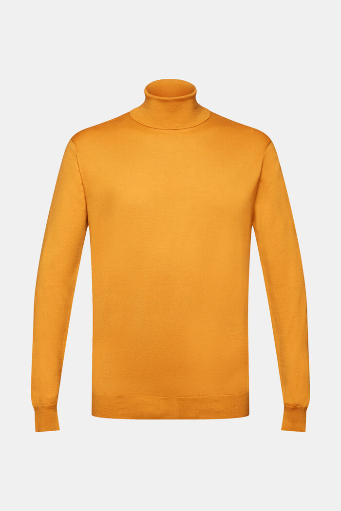 Sweter z półgolfem z wełny merynosowej, HONEY YELLOW, detail image number 6