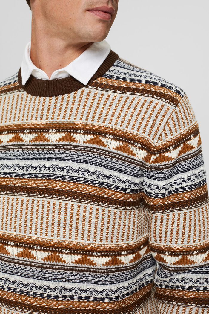 Żakardowy sweter z norweskim wzorem, CARAMEL, detail image number 0