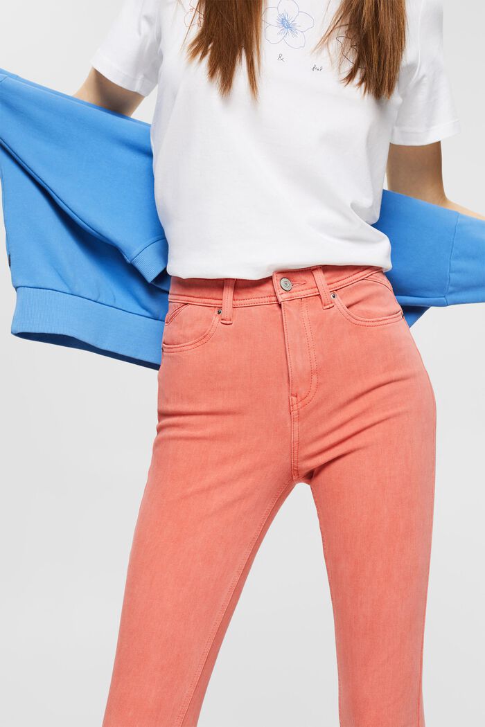 Elastyczne spodnie z mieszanki z bawełną ekologiczną, CORAL, detail image number 0