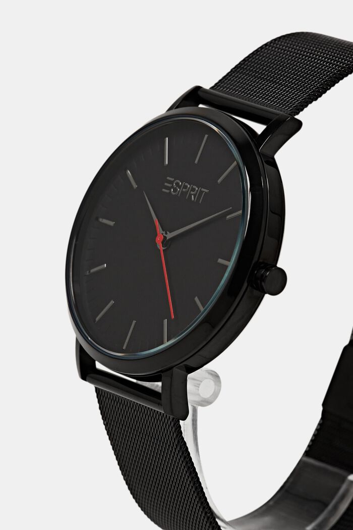 Zegarek ze stali szlachetnej z siateczkową bransoletką, BLACK, detail image number 1