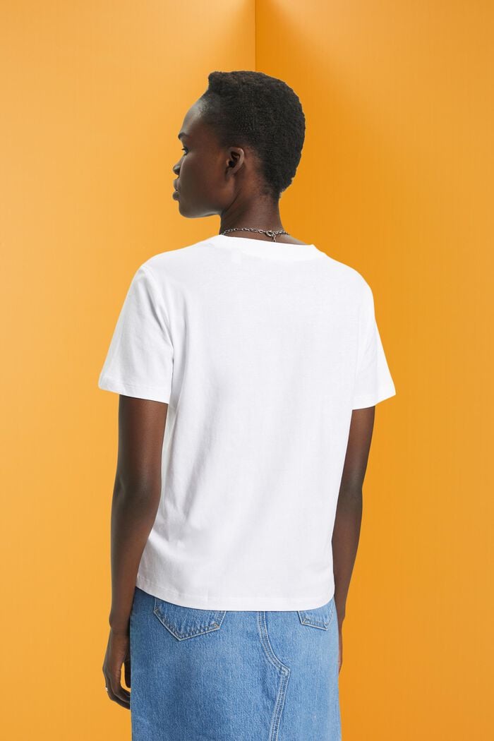 Bawełniany T-shirt z nadrukiem w kwiaty, WHITE, detail image number 3