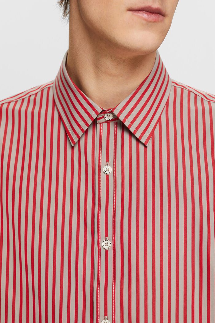 Koszula w paski z popeliny, DARK RED, detail image number 2