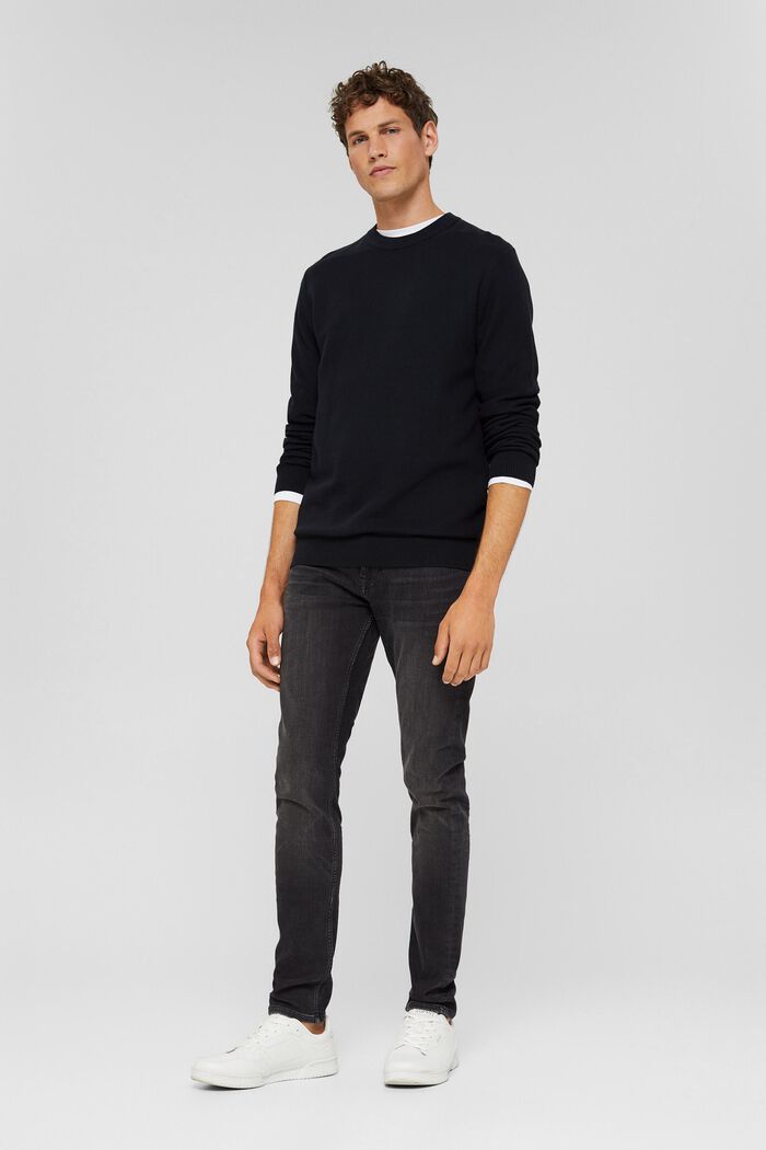 Sweter z fakturą, 100% bawełny ekologicznej, BLACK, detail image number 1