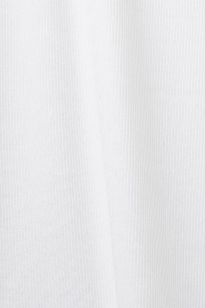Top na cienkich ramiączkach z prążkowanego dżerseju, elastyczna bawełna, WHITE, detail image number 5