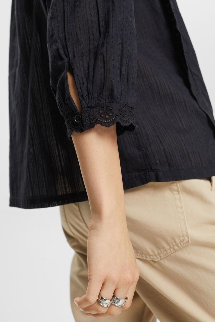 Koronkowa bluzka z falistym brzegiem, BLACK, detail image number 4