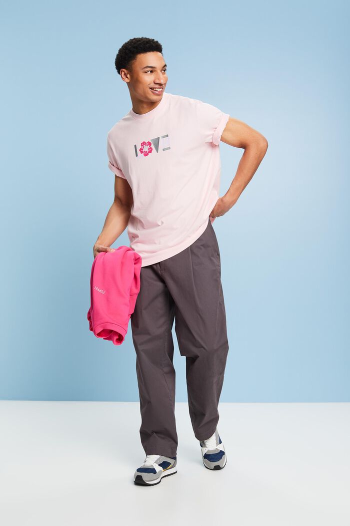 T-shirt z nadrukiem z bawełny pima, unisex, PASTEL PINK, detail image number 1