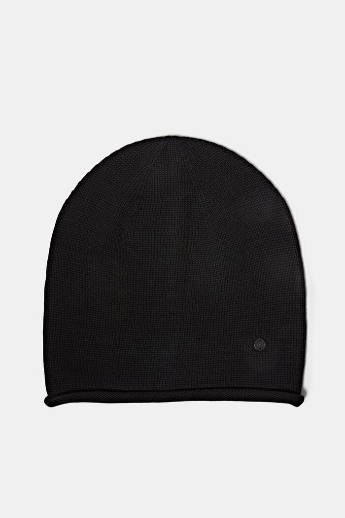 Dzianinowa czapka beanie, BLACK, overview