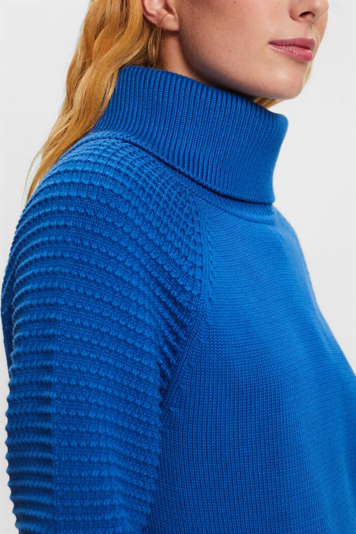 Sweter z półgolfem z bawełny, BRIGHT BLUE, detail image number 2