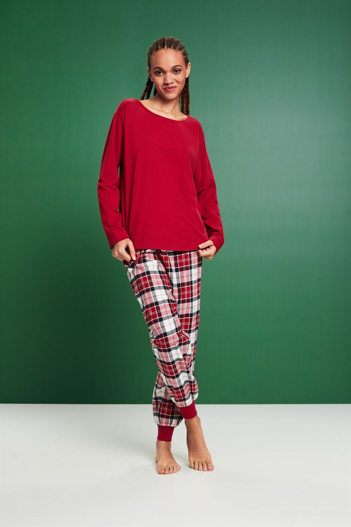 Flanelowa piżama w kratkę, NEW RED, detail image number 1