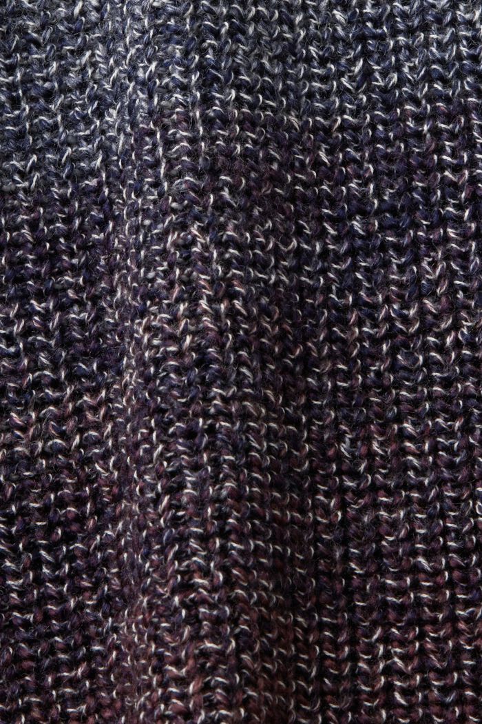 Cieniowany sweter z półgolfem z ażurowej dzianiny, AUBERGINE, detail image number 6