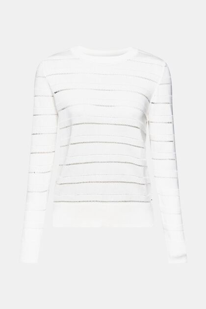 Sweter ze wzorem pointelle, OFF WHITE, overview