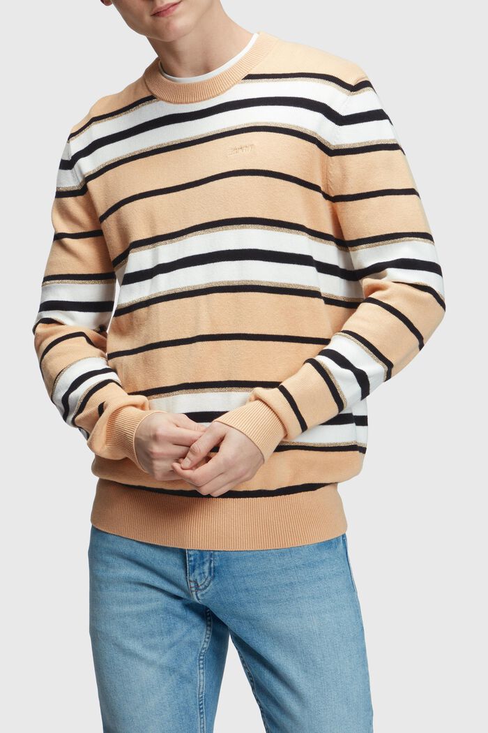Sweter w paski z kaszmirem, BEIGE, detail image number 0