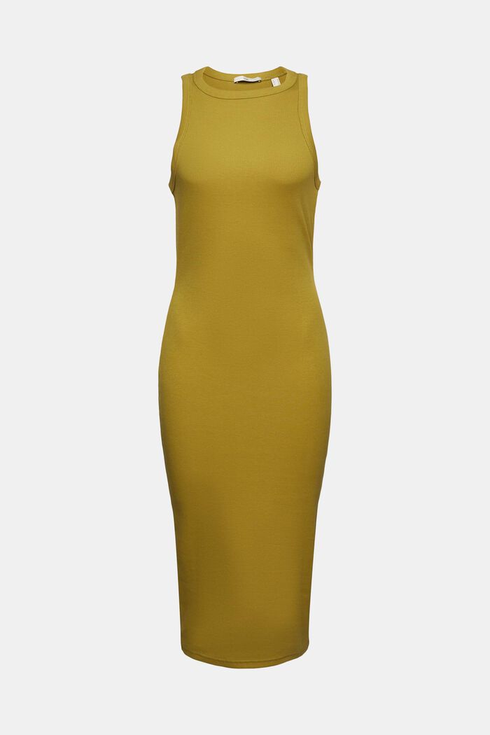 Prążkowana sukienka midi, OLIVE, detail image number 5