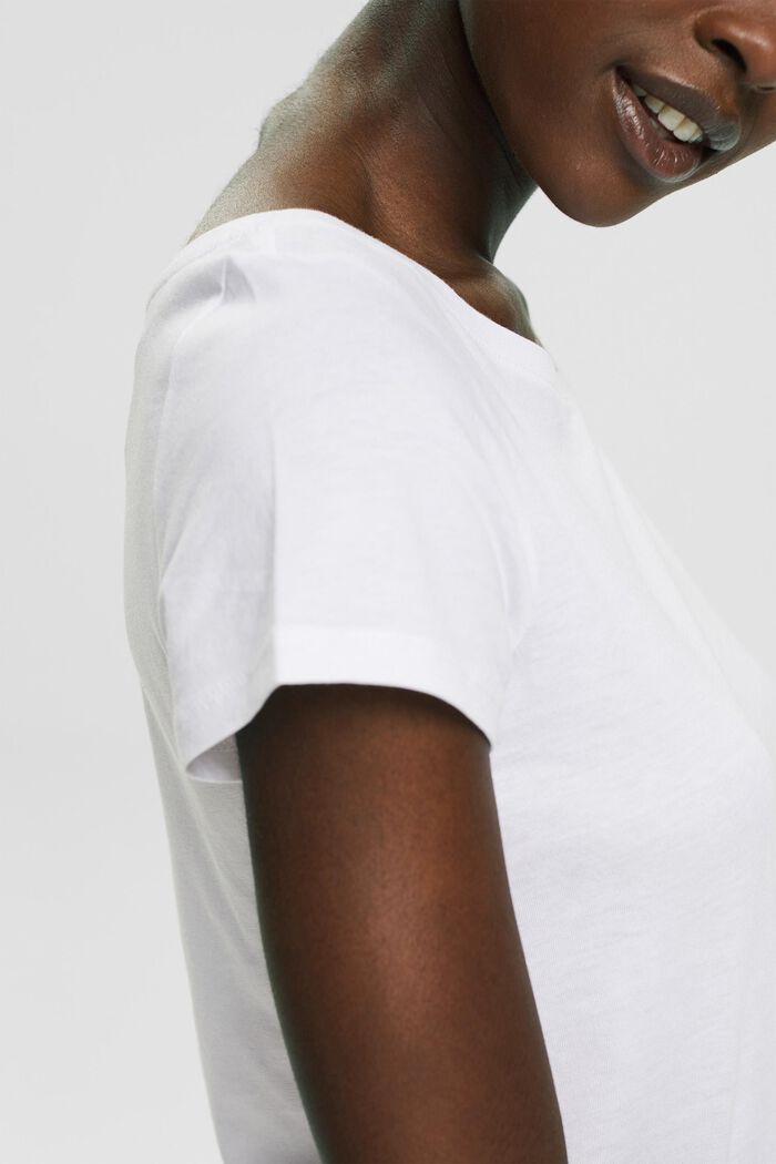 Dwupak: T-shirt z linii basic, mieszanka bawełny ekologicznej, WHITE, detail image number 3